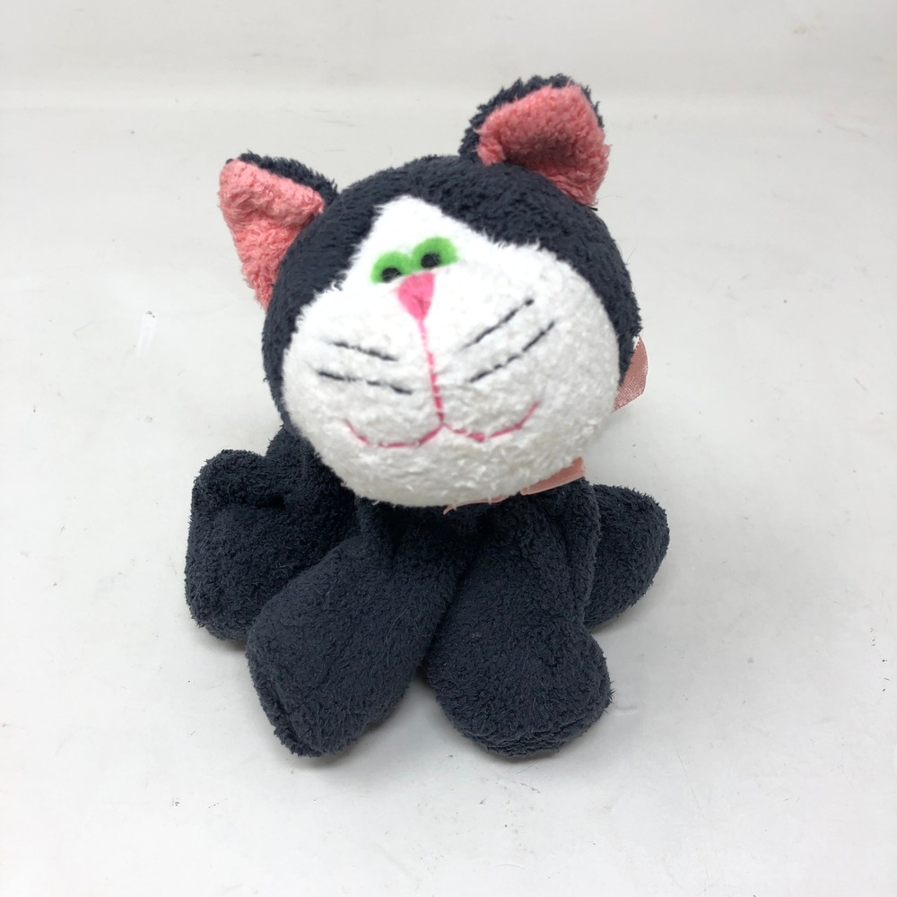 Russ Luv Pets Crispy Plush 6" Tuxedo Kitty Cat Black White Beanie Sensory Toy